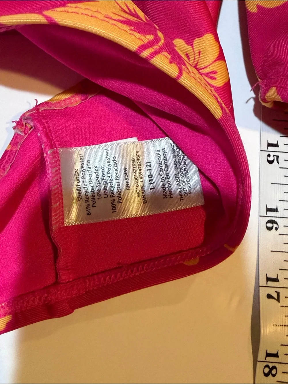 Wonder Nation Girls 2 Piece Bikini Swimsuit Pink Orange Floral Size L 10-12